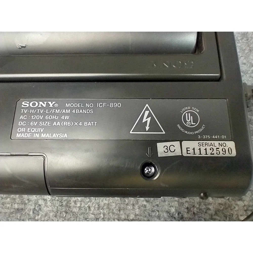 Sony ICF-890 4-Band Portable Radio Receiver AM FM TV Sound Black AC Battery